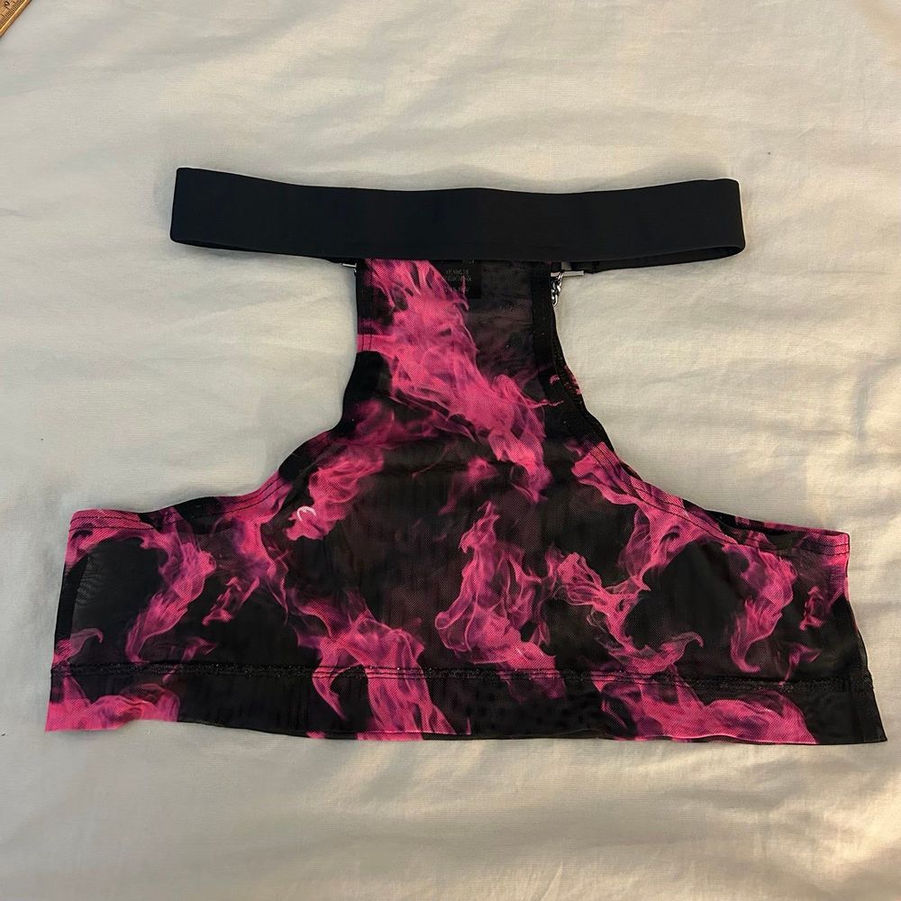 Syzygy The Label Mesh Mini Skirt, Burner Barbie, Pink Black, Rave Cover-Up - Picture 8 of 9